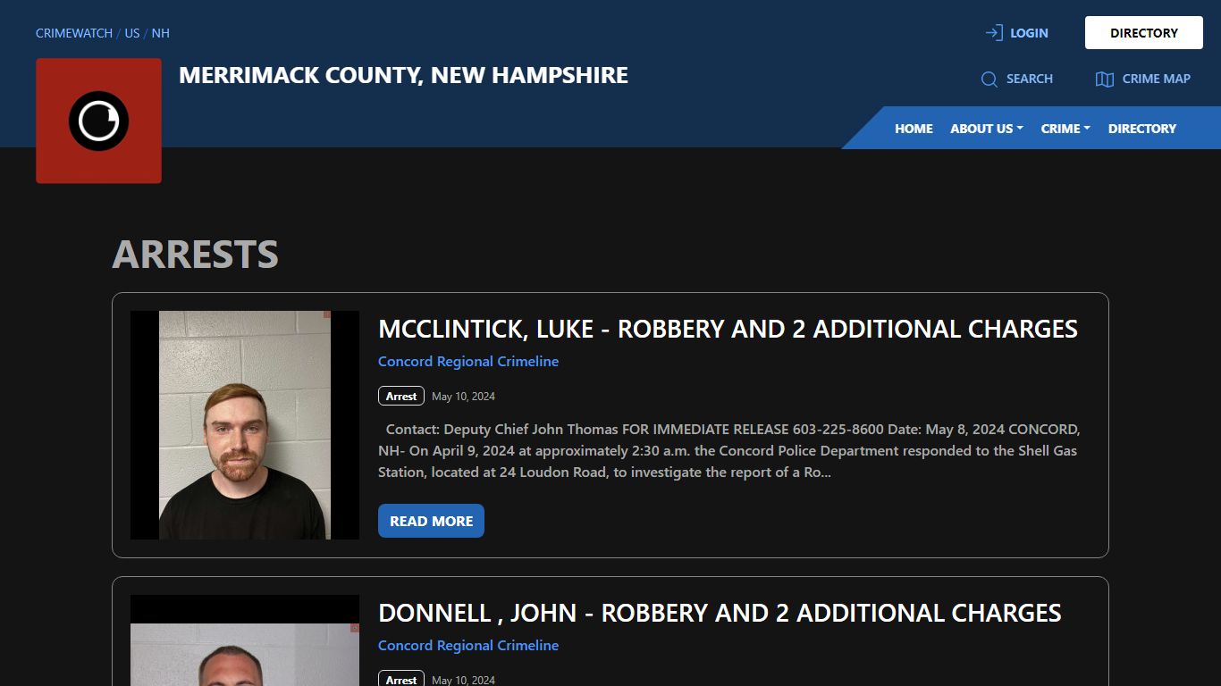 Arrests for Merrimack County, New Hampshire | CRIMEWATCH