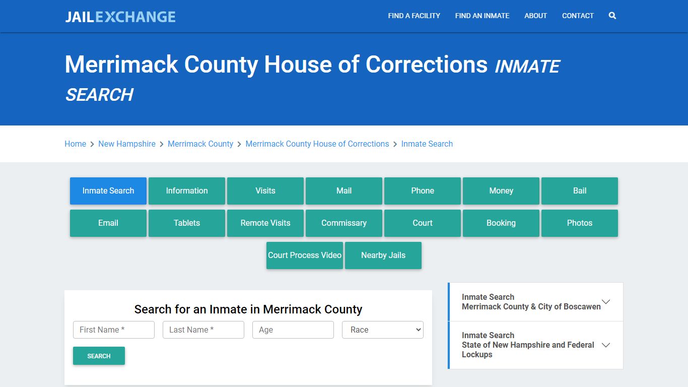 Merrimack County House of Corrections Inmate Search