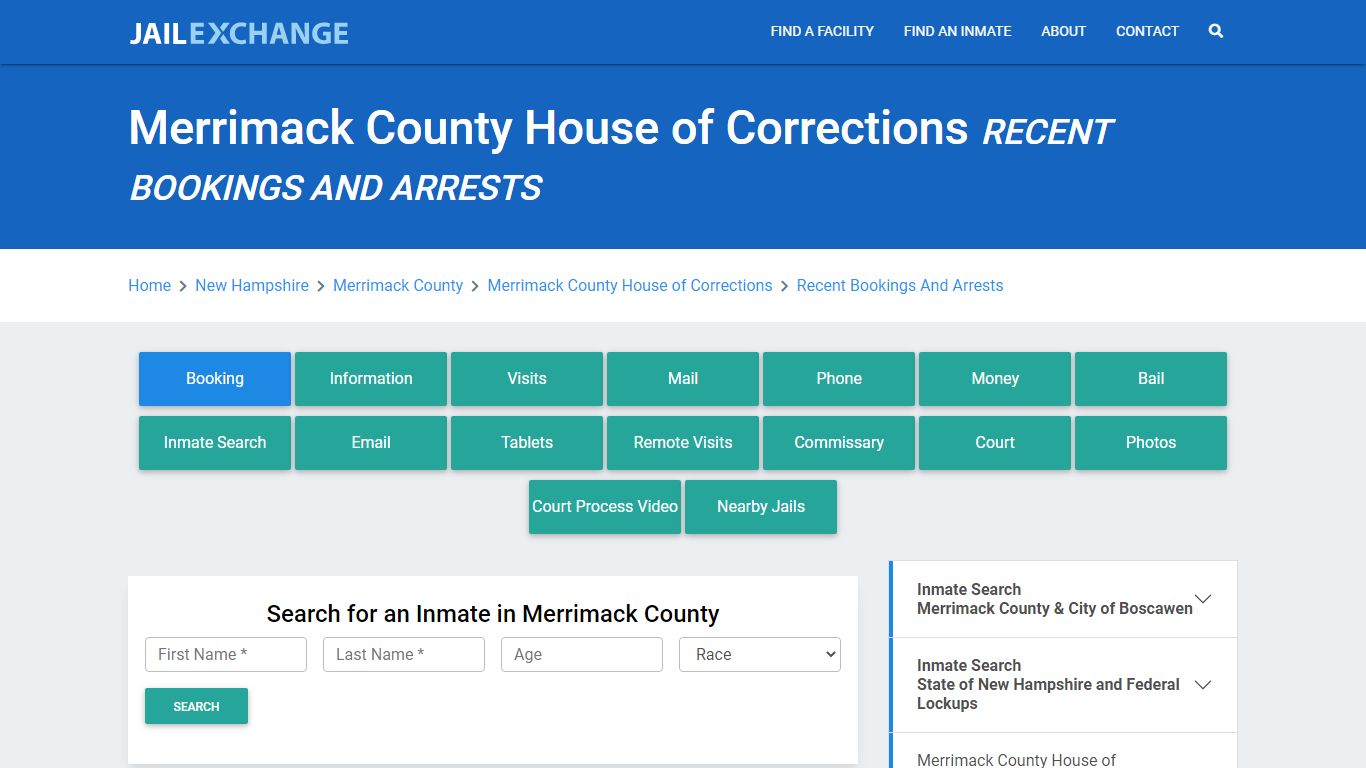 Merrimack County House of Corrections Recent Bookings And Arrests